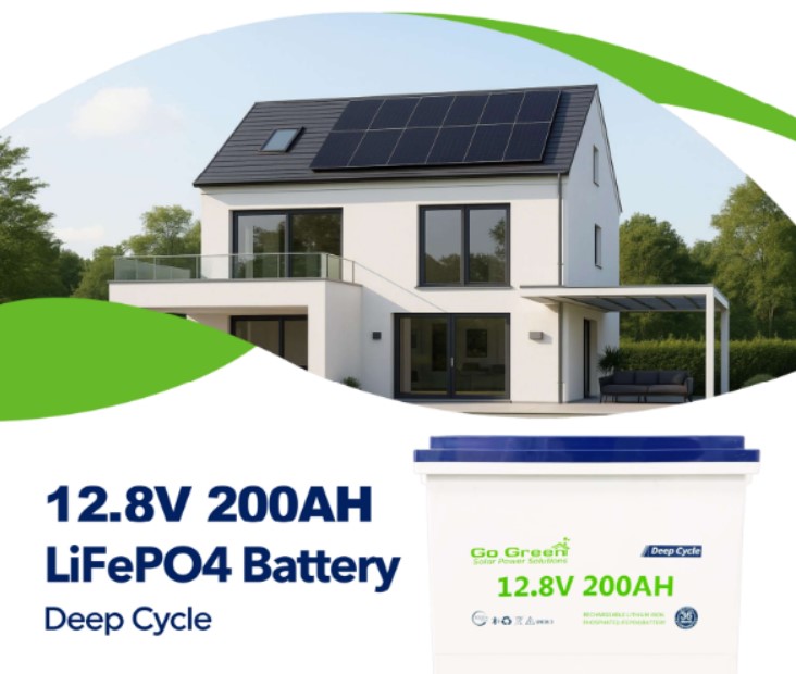 12.8V 200Ah LiFePO4 Deep Cycle Battery – 2560Wh High Capacity BMS Protected Solar RV Marine Off‑Grid Trolling Motor Golf Cart UPS Storage 4000+ Cycles